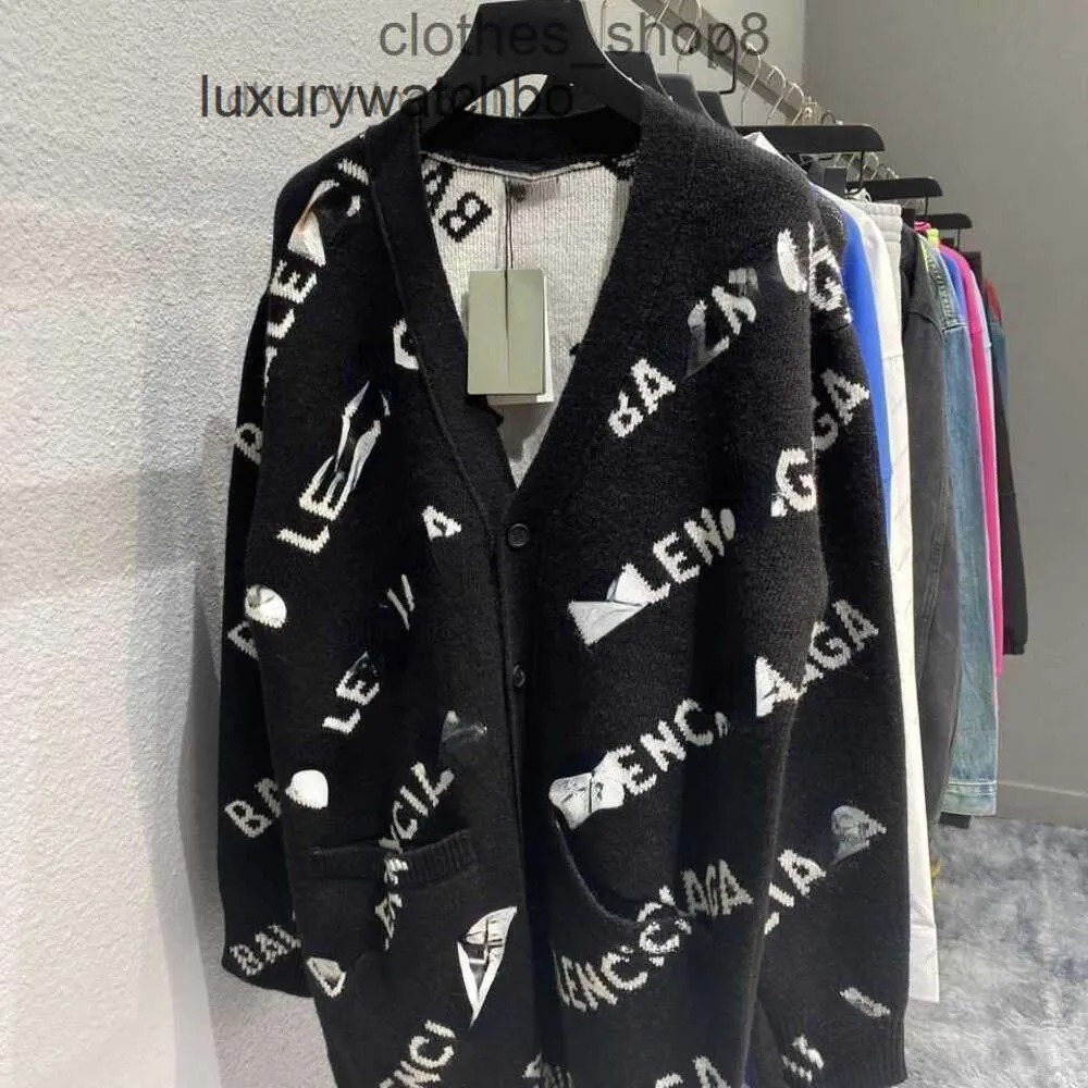 familie balencigas High Designer mousse hoodies versie Heren elastische truien Trui schuine letter losse versie V-hals vest gebreid sw WMPE