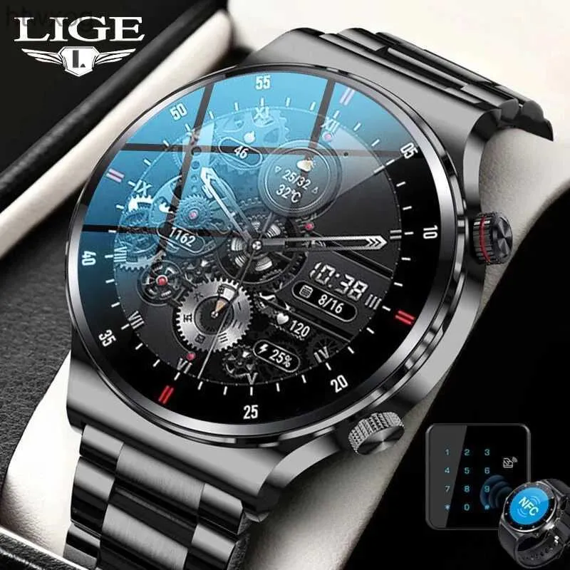 Smart Watches LIGE NFC Bluetooth Call Smart Watch Men HD Screen Sports Bracelet Waterproof ECG Health Monitor Men SmartWatch For IOS Android YQ240125
