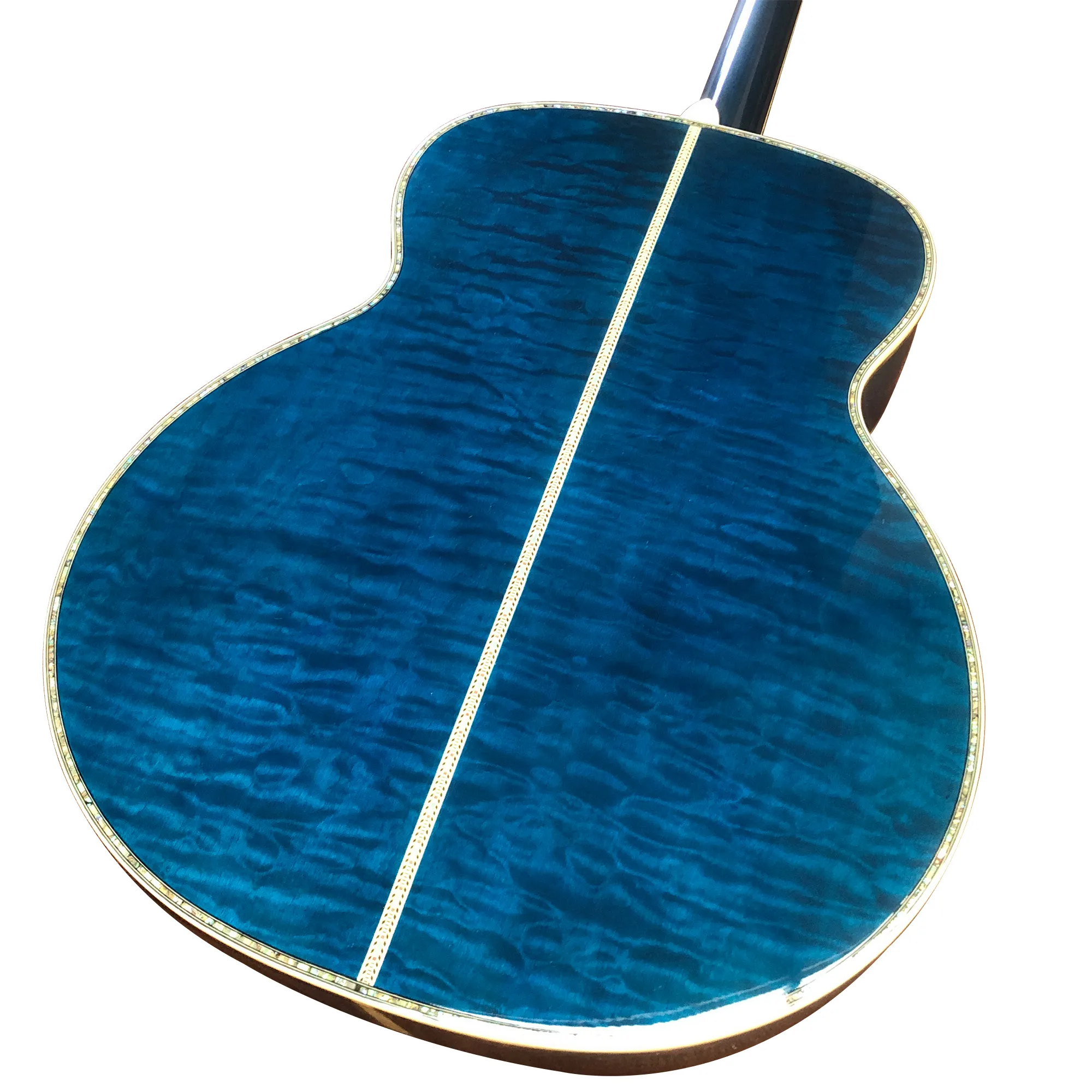 Véritable ormeau peint en bleu-violet om45 de 40 pouces incrusté de guitare acoustique à doigt noir