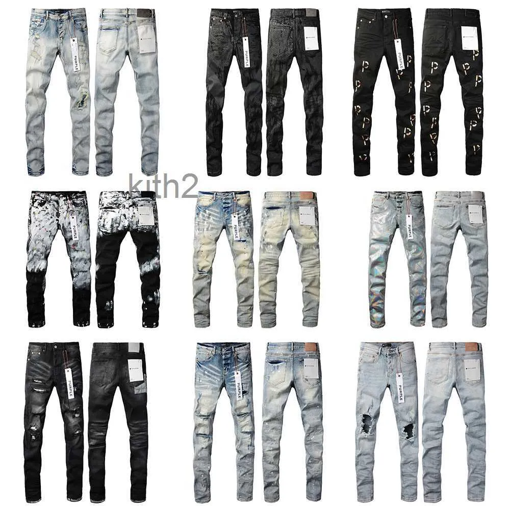 Jeans met rechte pijpen voor heren Designer Hip Hop Fashion Herenbroeken Topkwaliteit Paars Motorcycle Cool Pant TR7L