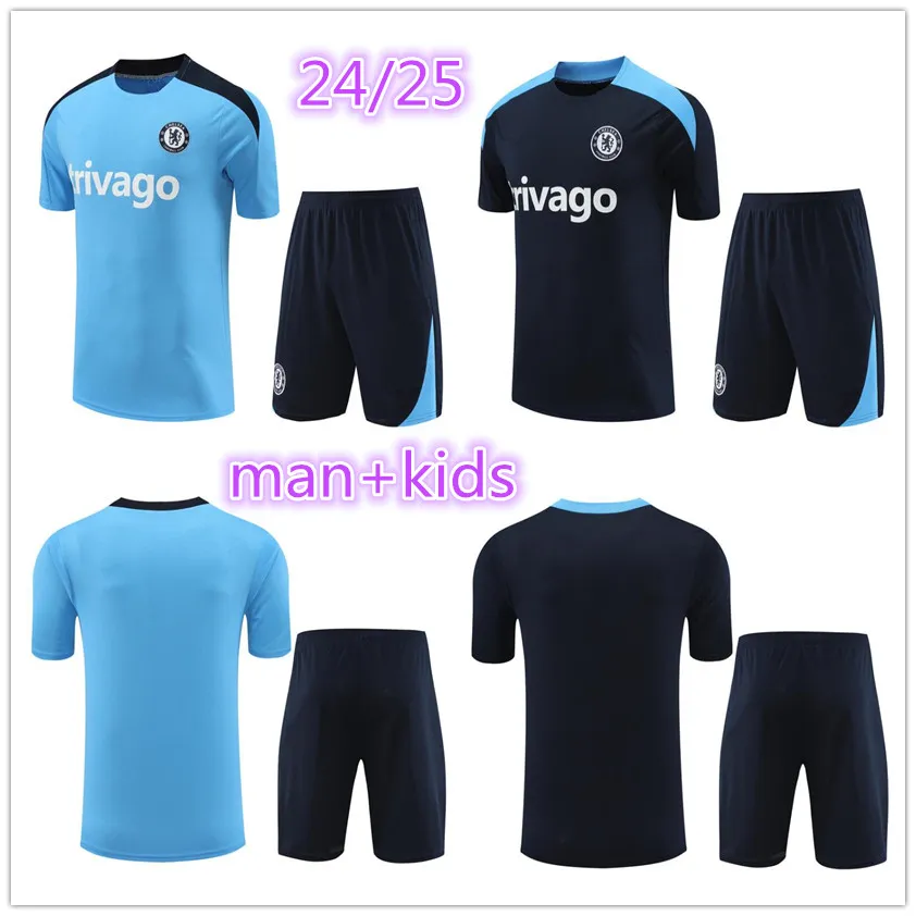 24 25 CFC 짧은 슬리브 트랙 슈트 성인 축구 저지 키트 Pulisic 2024 2025 반바지 마운트 Havertz Sterling Jorginho Training Suit Kante Track Suits Kids Set