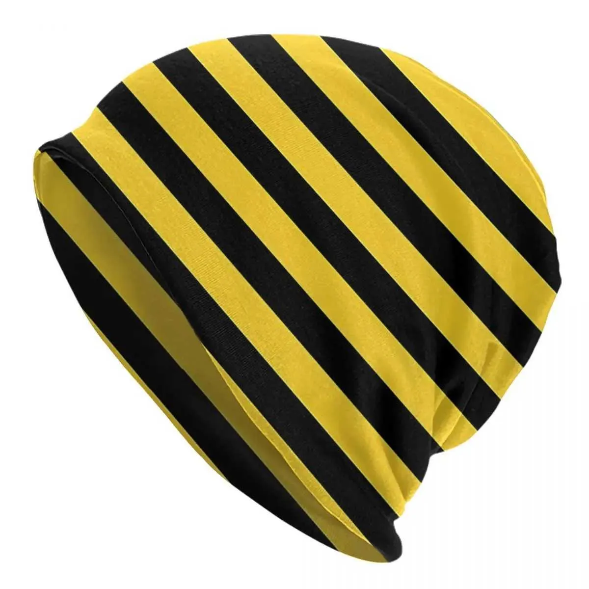 Beanie/Skull Caps Yellow And Black Honey Bee Stripes Thin Skullies Beanies Fashion Caps For Men Women Striped Ski Caps Bonnet Hats 240125