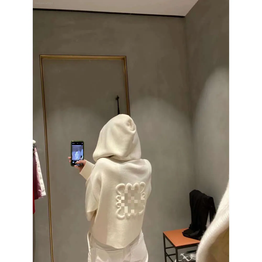 Spot LO Luo Jia – manteau tricoté à capuche pour femme, avec grand Logo, Double face, court, à la mode, nouvelle collection automne/hiver 2023