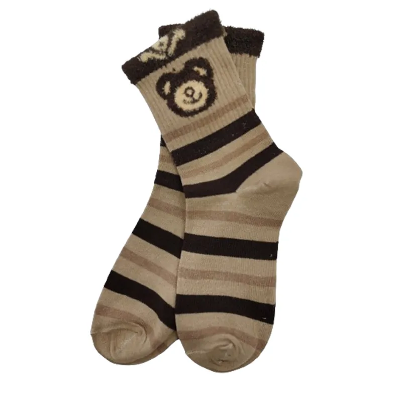 Коричневые носки с рисунком плюшевого мишки для женщин для отдыха, милые и новые хлопковые носки для экипажа