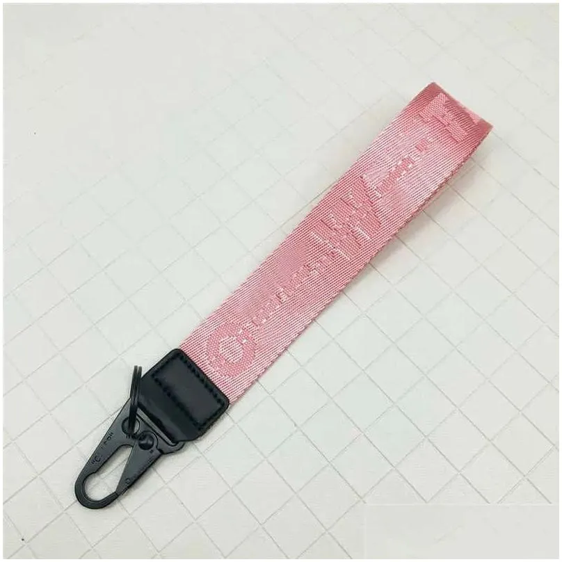 Keychains & Lanyards Fashion Off White Luxury Keychain Key Chain Transparent Rubber Jelly Letter Print Men Women Canvas Camera Pendan Otrzc