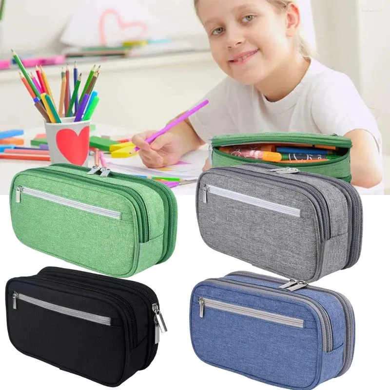 Sacos escolares portátil grande capacidade multifuncional lápis caso simples bolsa crianças estudante caneta caixa de armazenamento de papelaria