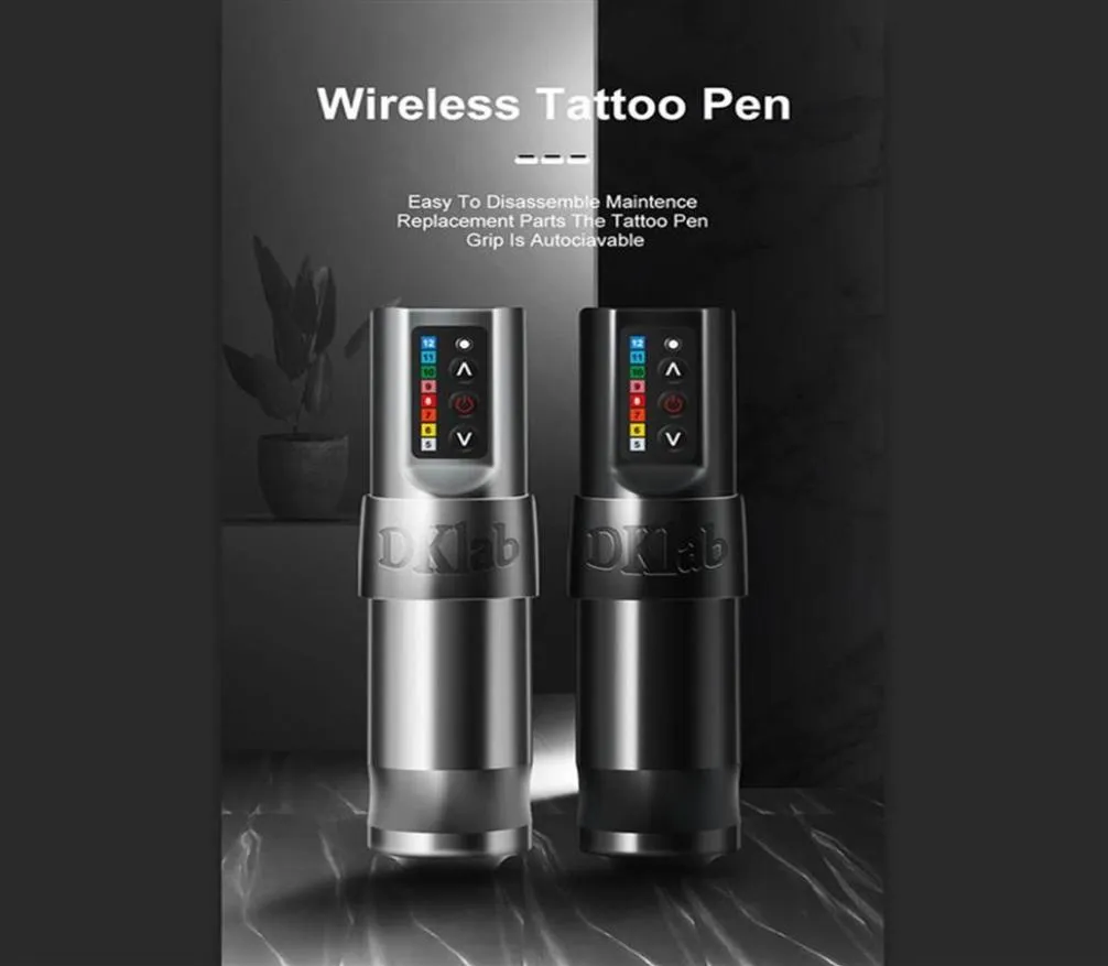 DKLAB DKW1 Wireless Tattoo Machine Pen Professional 35mm Coreless Motor Correct Output Voltage 8 Level Adjustment535p260W9237236
