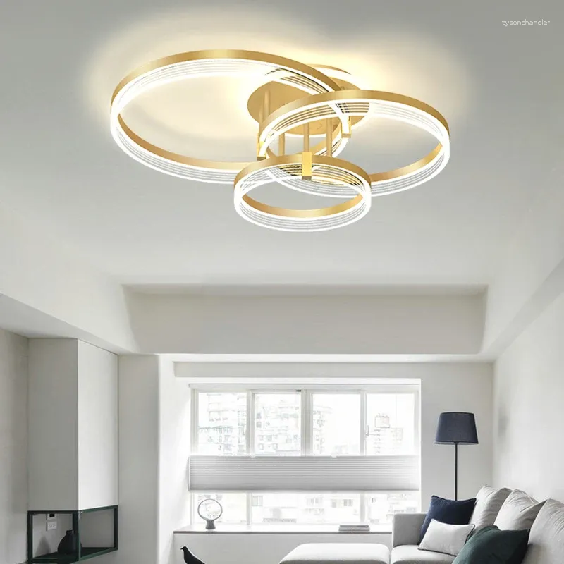 Lustres Lumière De Luxe Salon Moderne Minimaliste Hall Lampe Principale Nordique Chaud Rond Carré Chambre Led Plafonniers