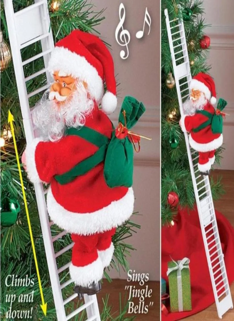 Electric Climbing Ladder Święty Mikołaj świąteczny ozdoba figurka świąteczna przyjęcie DIY Crafts Festival Navidad 2020 Prezent8352101