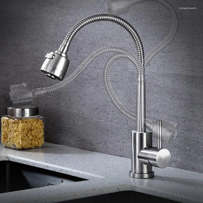 Kitchen Faucets 360 Rotatable Flexible Basin Faucet Stainless Steel Tap Spray Spout Single Handle Sink Adjustable Deck Mounted