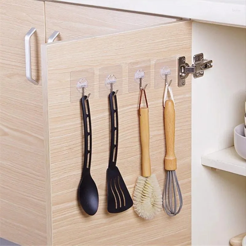 Portaoggetti da cucina 5 pezzi Gancio adesivo trasparente senza pasta perforatrice per la doccia del bagno fuori dalla porta Decorazione della casa