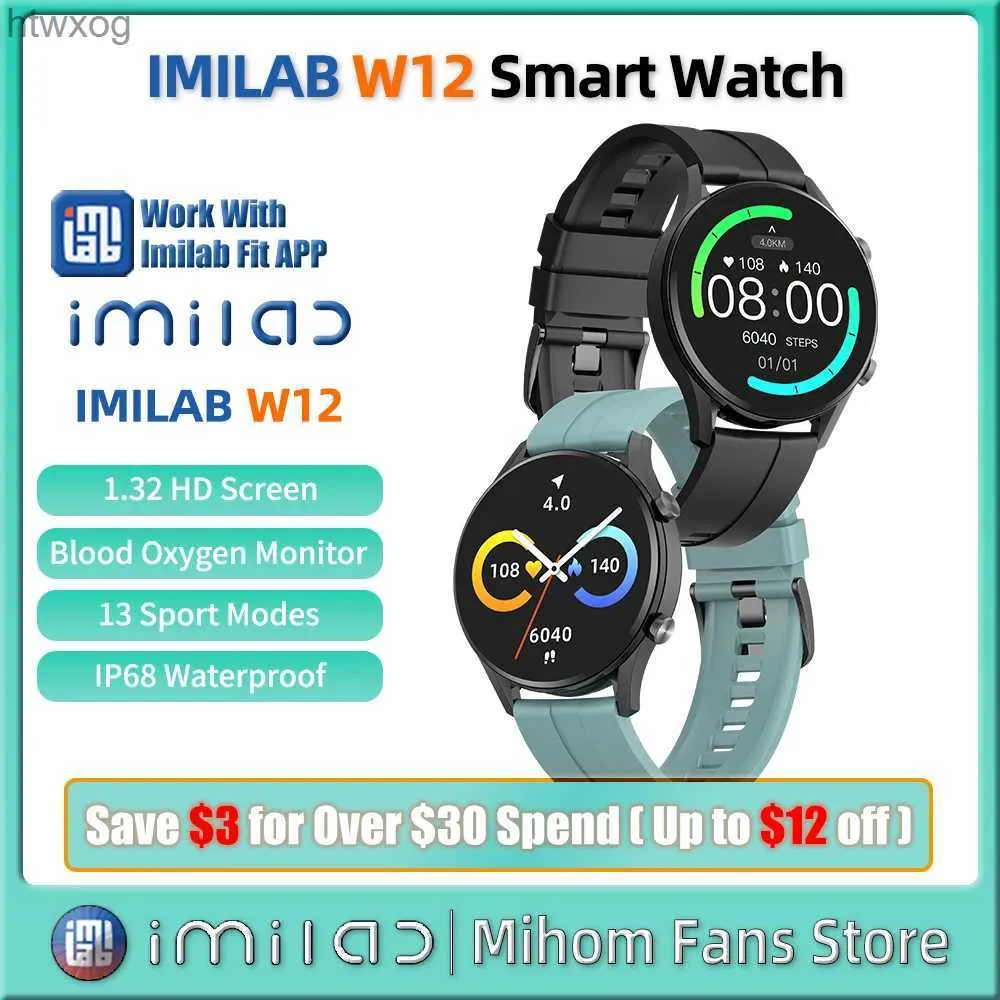 Relógios inteligentes IMILAB W11L W12 Relógio inteligente Homens Mulheres Bluetooth Smartwatch Pedômetro Frequência Cardíaca Esportes Fitness Tracker IP68 Pulseira à prova d'água YQ240125