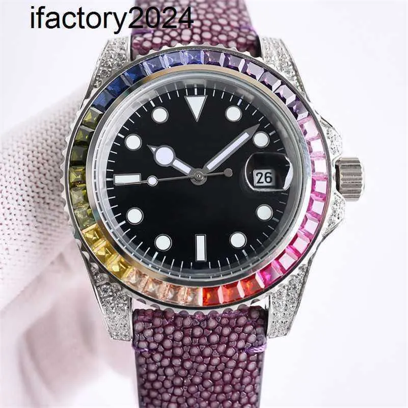 Ap Watch Diamond Moissanite Iced Out могут пройти испытание Цвет Мужские механические дизайнерские часы 40 мм Светящиеся сапфировые наручные часы Водонепроницаемые Montre De Luxe