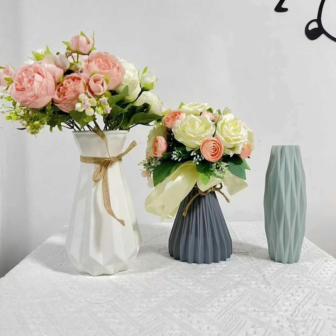 Вазы скандинавской пластиковой вазы нерушимые антицерамические цветочные вазы европейские имитационные имитационные ротаны.