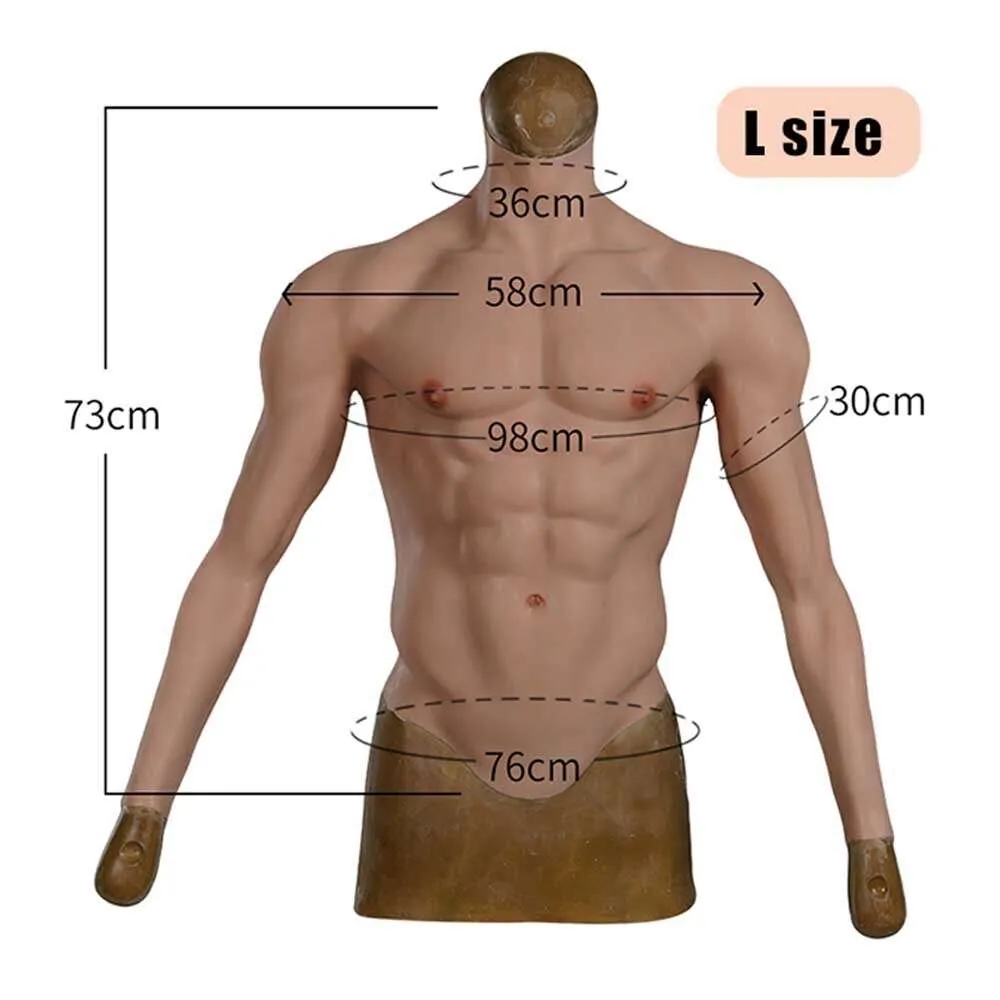 Kostymtillbehör maskererar silikonmuskeldräkt kvinna till man halloween cosplay buken ho masque döljer manlig maskulär magdräkt