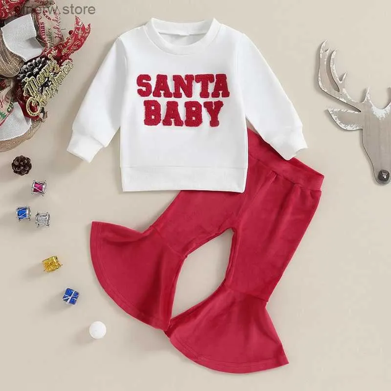 Ensembles de vêtements Lioraitiin 6M-4Y enfant en bas âge bébé fille tenues de Noël Santa bébé sweats pantalons évasés côtelés ensemble bébé filles vêtements