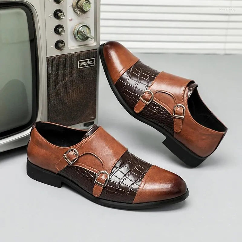 Классические туфли-монки из кожи для мужчин с двойной пряжкой и круглым носком, удобные для бизнеса, свадьбы, офиса для мужчин