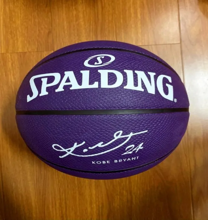 New Spalding 24 Black Mamba Signature purple Basketball 84132Y Snake pattern Printed rubber game training basketball ball size 76023578