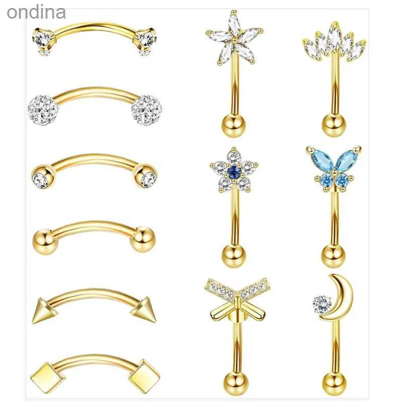 Nabel-Klingelknopfringe, 1/11 Stück, 16 G, Augenbrauenringe für Frauen, gebogene Langhantel, Bauch- und Lippenringe, Knorpel, Daith-Ohrring, Tragus, Helix, Rook-Piercing-Schmuck YQ240125