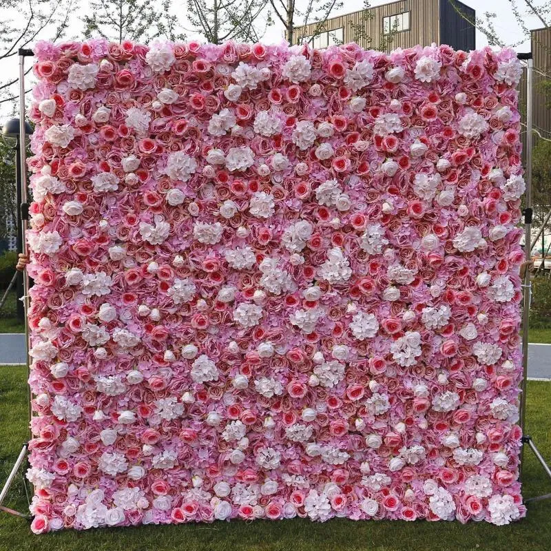 Decoratieve bloemen Roos Hortensia Prijs Kunstbloem voor wanddecoratie Roze achtergrond 8x8