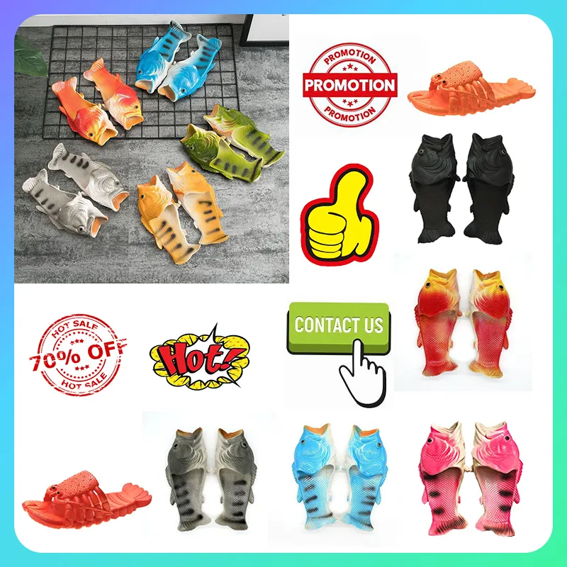 Designer Casual Platform Fish shrimp funny slippers Men Woman anti slip wear Light weight breathable Low cut soles sandals Flat outdoors Beach Slipper