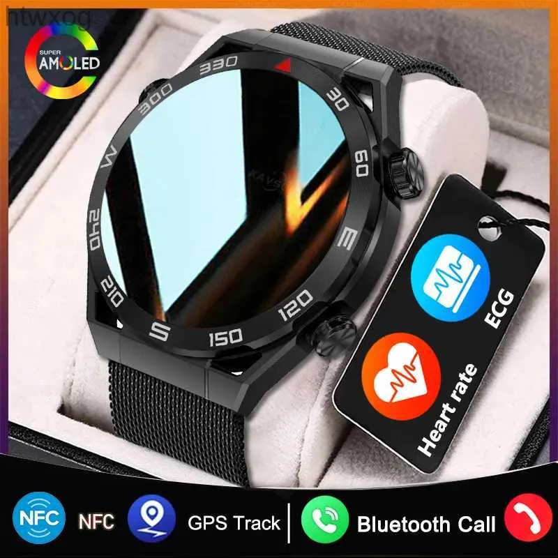 Relógios inteligentes NFC Smart Watch Men Full Touch Screen Bluetooth Call GPS Track Compass IP68 Heart Rate ECG 1,5 polegadas Smartwatch para Android YQ240125