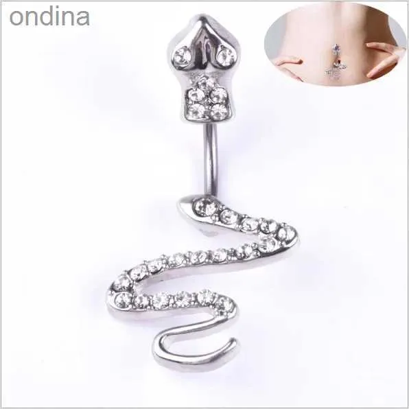 Navel Bell -knappringar delysia King Serpentine Medical Stainless Steel Belly Button Ring Hip Hop Animal Body Piercing Jewellery For Nightclub YQ240125