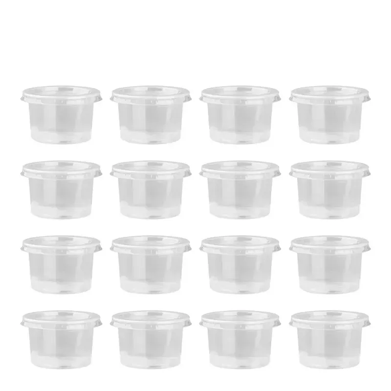 Klar diposerbara plastdelar med lock med lock engångsbehållare Clear Cups Bowls för såsgelé Yoghurt ZZ