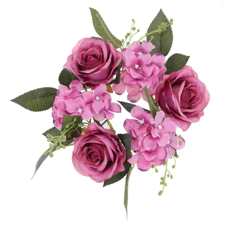Flores decorativas castiçal guirlanda anéis flor grinalda decoração de casamento festival estilo europeu simulação plástico festa primavera