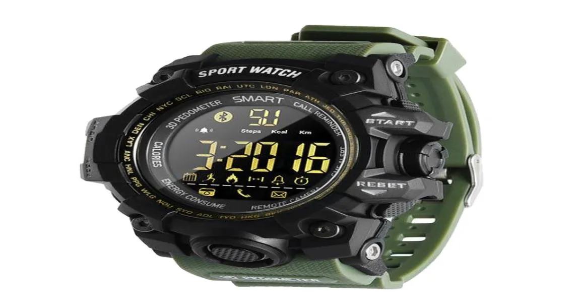 EX16S Smart Watch Bluetooth Waterproof IP67 Smartwatch Relogios Pedometer Stopwatch Wristwatch FSTN Screen Armband för iPhone och6933768