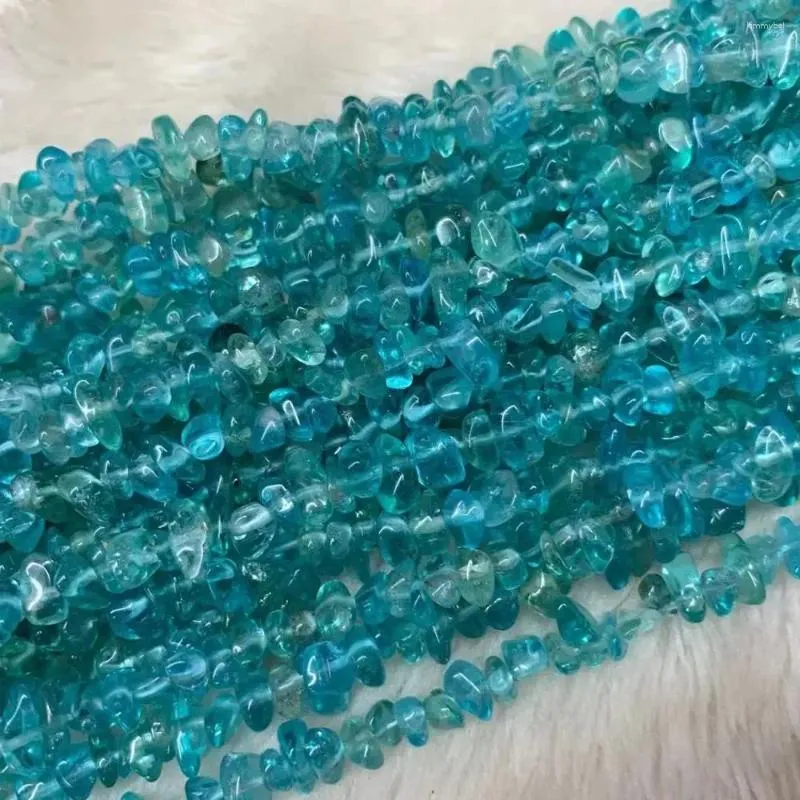 Pedras preciosas soltas 5-6mm, chip natural, contas de apatita azul para fazer joias, pulseiras femininas, espaçador de bordado de 15 '', berloque diy