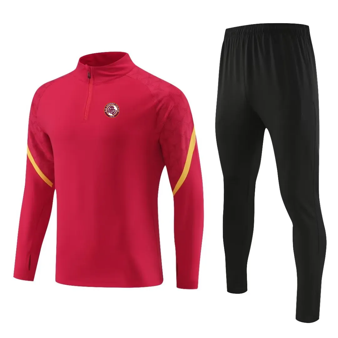 Associazione Sportiva Livorno Calcio Heren casual sportkleding kinderen outdoor mode sportpak halve rits lange mouw ademend casual sportjack