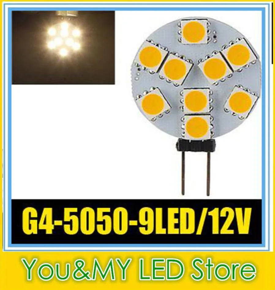 G4 9 5050 SMD LED Marine Camper Car Bulb Lamp 12V 3W暖かい白色光スポットライトDHL2076801