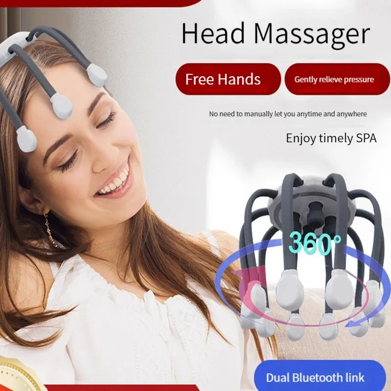 Masseur de tête Instrument de Massage poulpe entièrement automatique vibration électrique multidimensionnelle Relaxation du cuir chevelu 240118