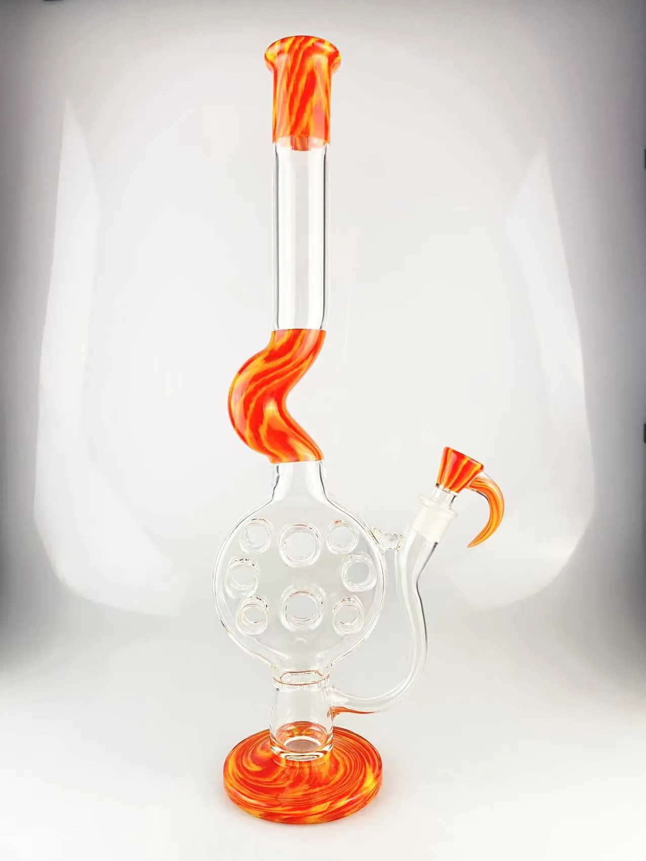 Smoking Pipes Schweizer Bong-Akzente mit feuerorangefarbener Farbe, 18 Zoll hoch, 18 mm, mit Kopfverbindung von hoher Qualität. Willkommen auf Bestellung