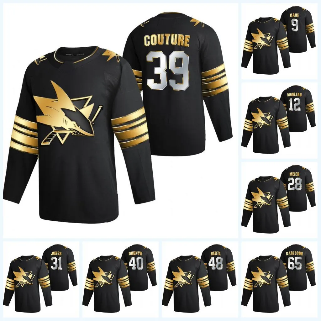 Maglia San Jose Sharks 2021 Golden Edition Brent Burns Erik Sson Joe Pavelski Evander Kane Tomas Hertl Marcus Sorensen