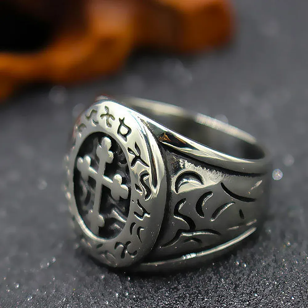 18k Vintage Cross Of Lorraine Cross Of Lorraine Ring Silver 925 