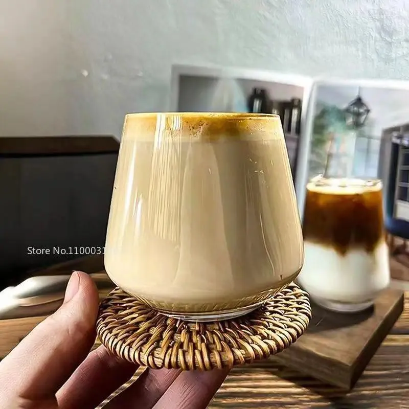 Vinglas Enkel och retro transparent glas kopp värmebeständig vattenis kreativt kaffedrickware Alla hjärtans dag gåva