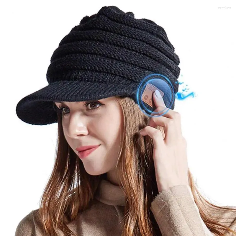 Berets unisex kompatybilny z Bluetooth 5.0 czapka czapki stały kolorowy dzianina zima na zewnątrz Ridding Słuchawki Streetwear Streetwear