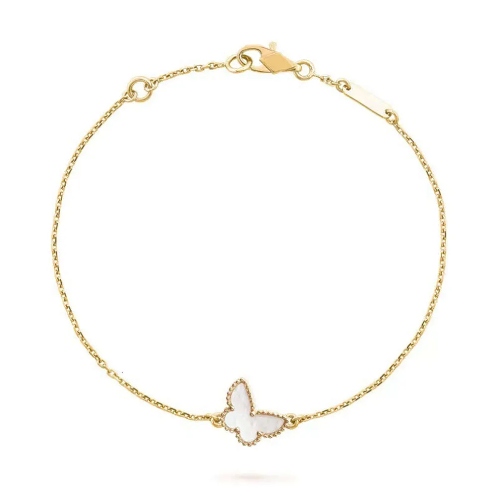 Van-Clef & Arpes Bracelet Designer Luxury Fashion Women Four Leaf Grass Butterfly Bracelet Double Sided Natural White Fritillaria High Edition Thick Plated V Gold 18K