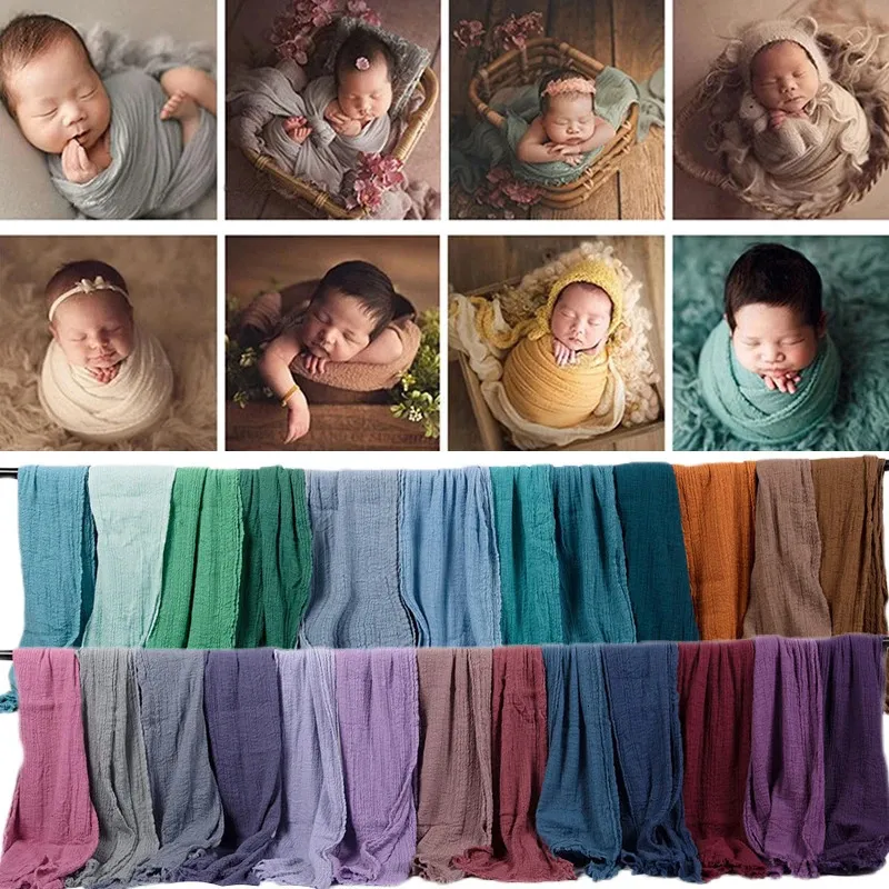 180*40 CM Stretch Baby Po Wraps Blanket Cotton Infant born Pography Cloth Accessories Swaddle 240122