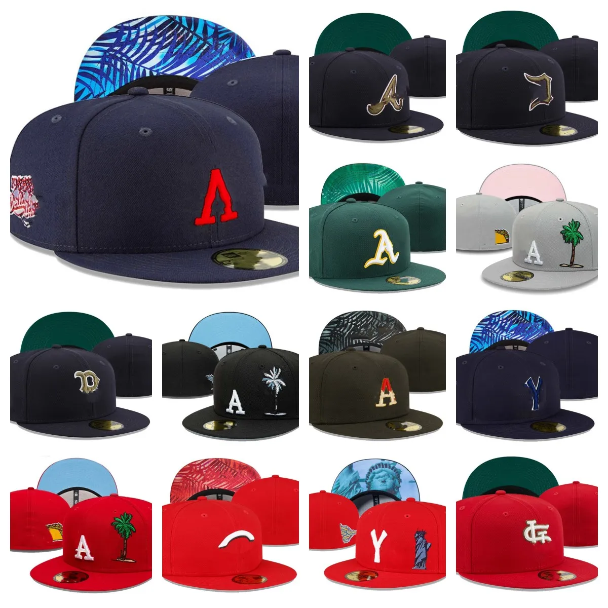 Cappelli aderenti unisex Snapback Berretti da baseball regolabili Tutte le squadre Logo lettera Piatto Sport all'aria aperta Ricamo casquette Berretti chiusi cappello alo yoga berretto flessibile taglie 7-8