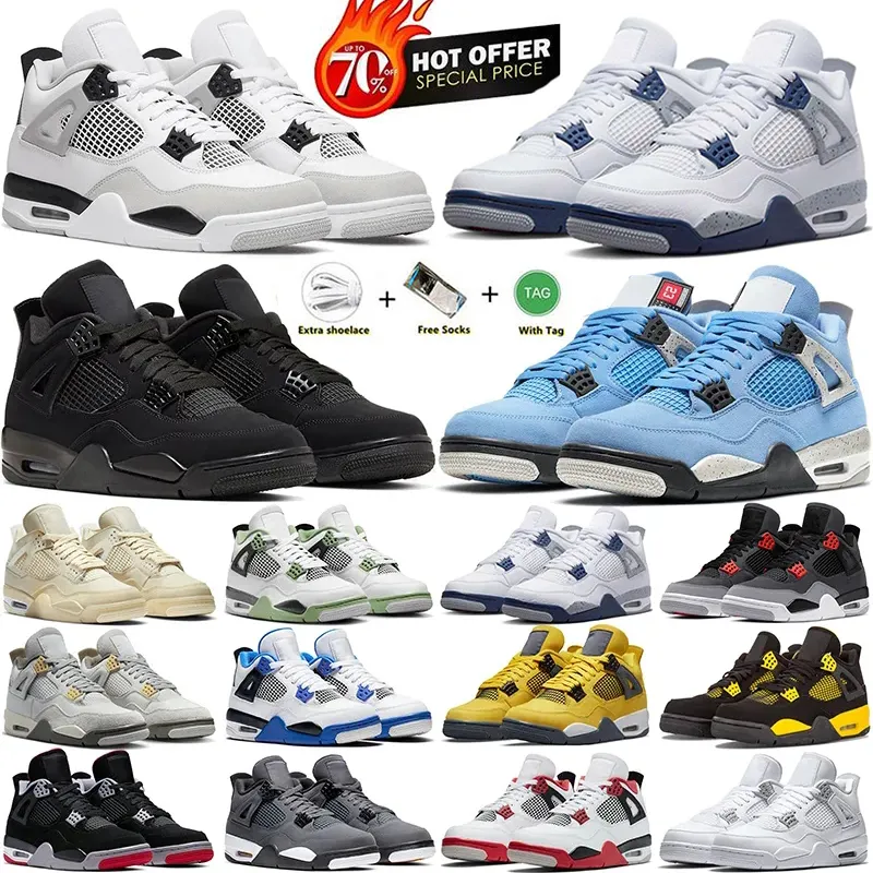 Nike air jordan 4 basketball shoes 농구 신발 화이트 구아바 아이스 오레오 돛 노이어 메탈릭 보라색 검은 고양이 자전거 선인장 잭 남자 여자 운동화