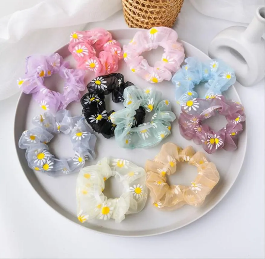 Scrunchies Hairband Daisy Hair Ties Rope Floral Girl pannband Summer Out Gym Elastic Headwraps Fitness Turban Hair Accessories LSK9836586