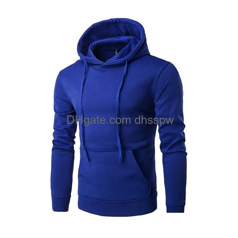 Men'S Hoodies Sweatshirts Pure Cotton Solid Mens Hooded Fleece Hoodie Sweatshirt Simple Brand Casual Men Long Sleeve M-Xxl Drop De Dhf2F