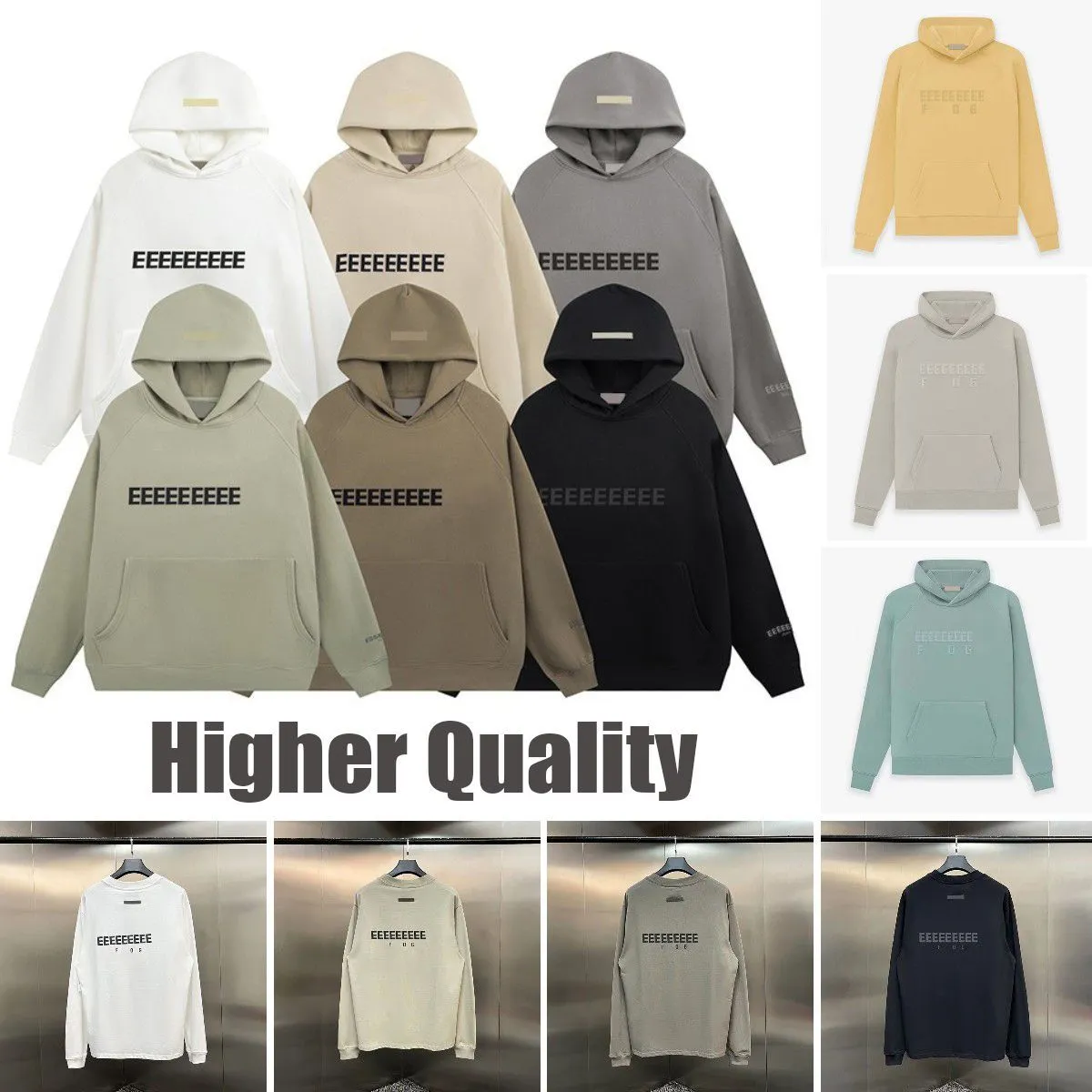 ESS 디자이너 까마귀 남성 EssentialSweatshirts EssentialShoodie Ess Hoody for Woman 남자 남녀 hoodid 최고 고급 면화 거리 착용 트랙 슈트 오버 사이즈 의류