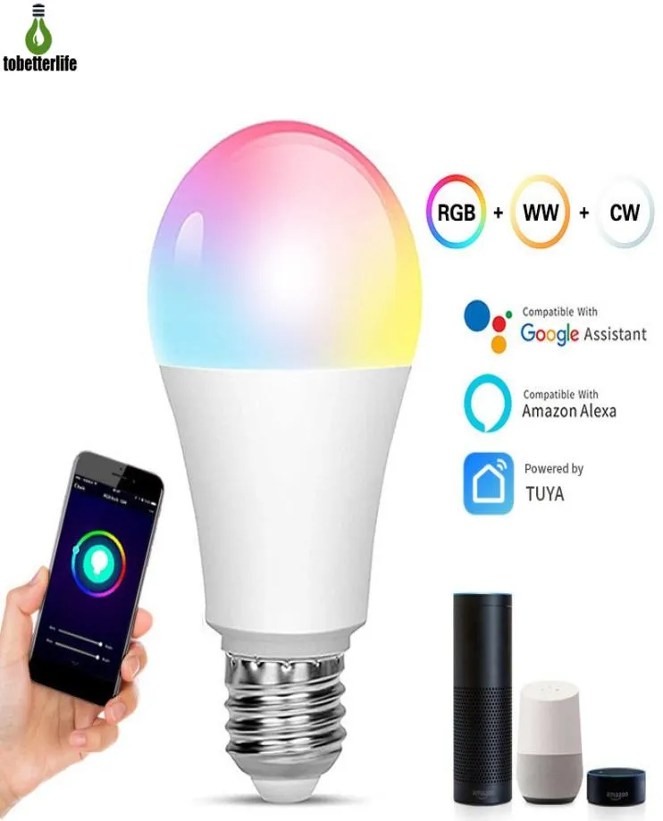 Smart Light RGB -glödlampa 15W Färgbyte WiFi -lampor E27 Dimble Compatible Smart Life App Google Home Alexa867283