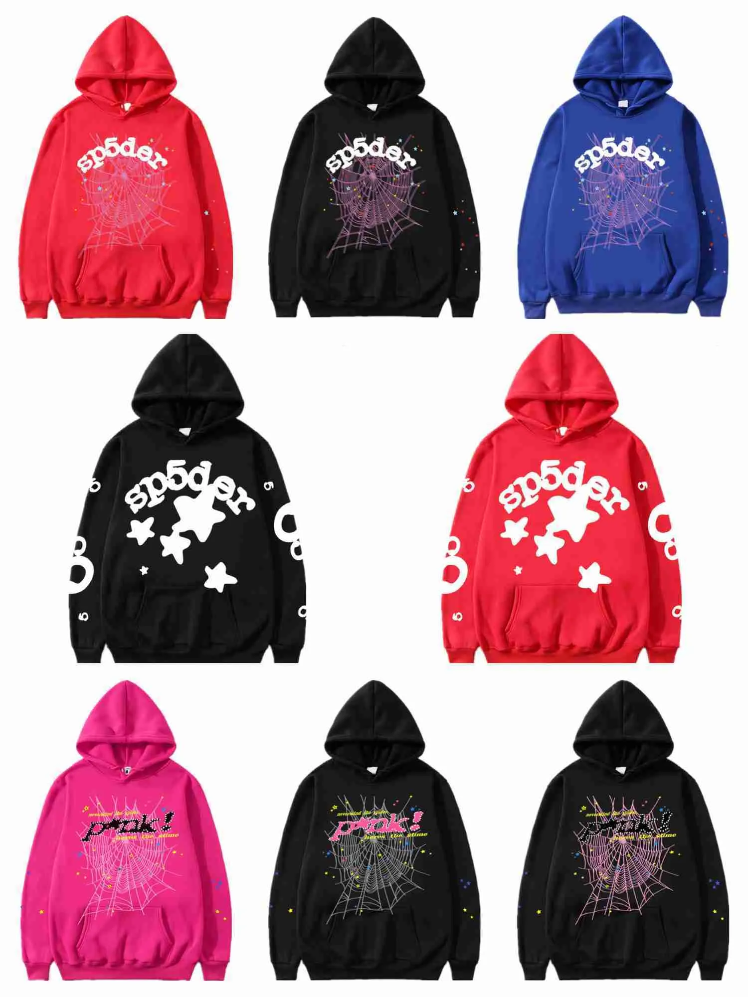 23SS Hommes Designer 555 Sweats à capuche Femmes Sweat à capuche d'hiver Mode Casual Spider Web Pull en vrac Sp5der Stéréo Hip Hop Sweatshirts 61VQ