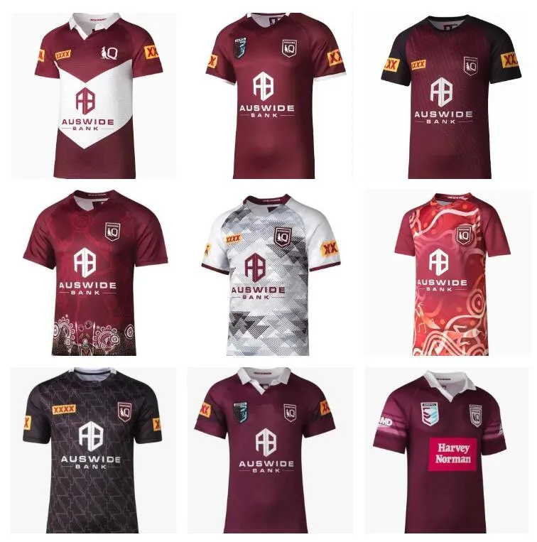 Nouveau QLD 2023 2024 Maillots de rugby QUEENSLAND MAROONS ÉTAT D'ORIGINE Chemise de rugby d'entraînement INDIGNE Nom et numéro personnalisés