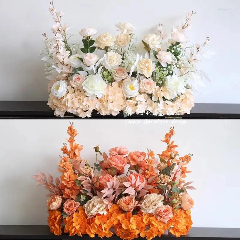 Fleurs décoratives 120 cm Rose Hortensia Toile de fond de mariage Arrangement floral Décor d'événement Centres de table Banquet Panneau de bienvenue Fleur au sol